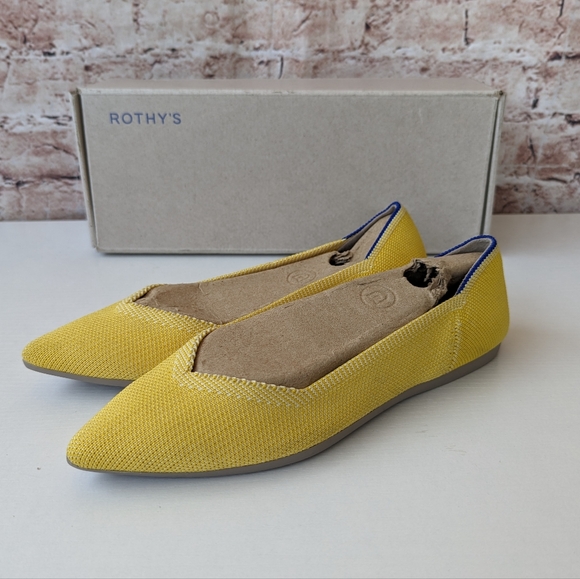 Rothy's Sunshine Yellow 'The Point' women's flats shoes - Picture 2 of 16